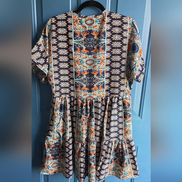 Womens Boho Babydoll Dress Y2K Patchwork Size XL - Picture 2 of 3
